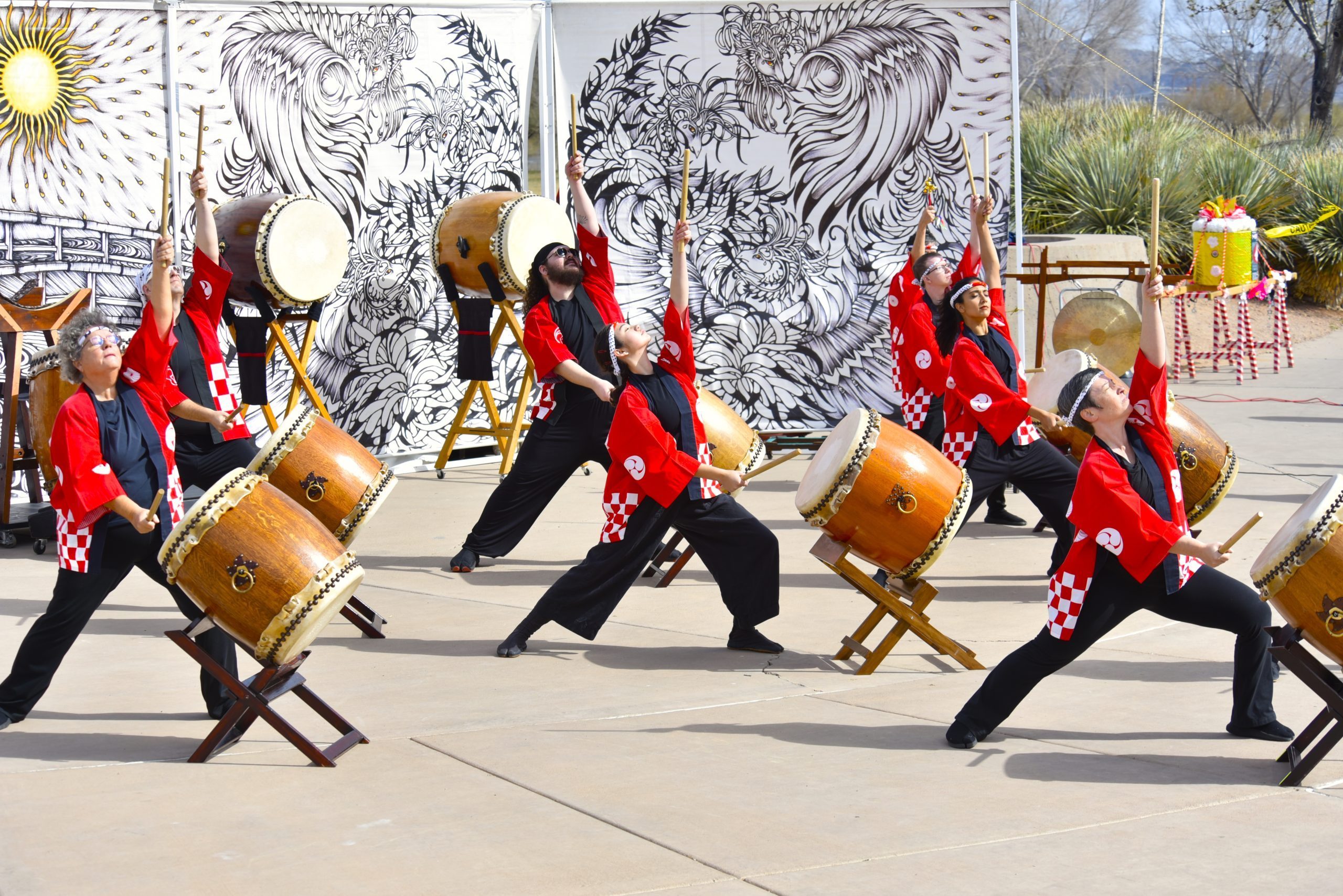 Tucson's Odaiko Sonora performs dramatic taiko. Photo credit Ed Flores.